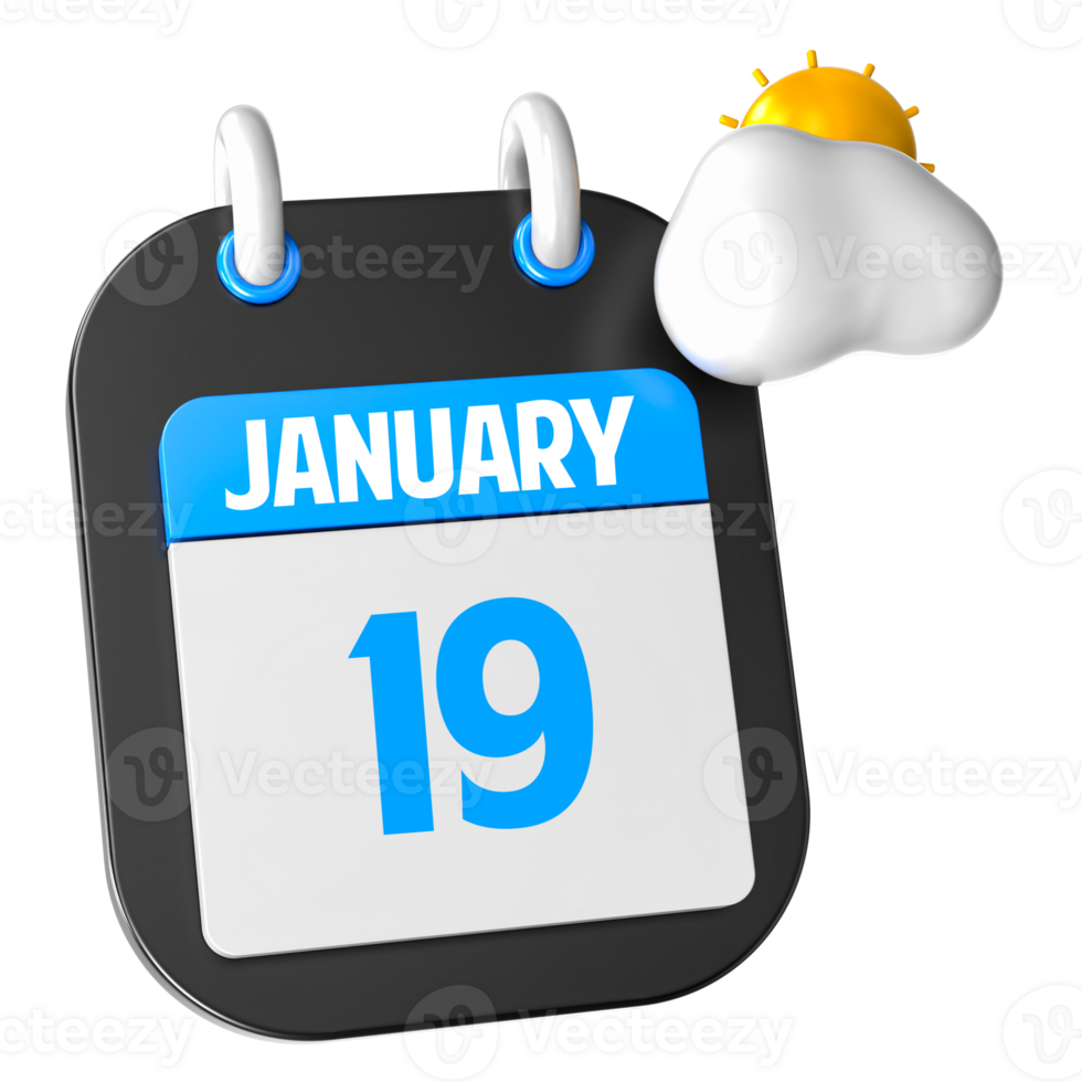 Sunny Weather 3D Illustration January Of Day 19 png