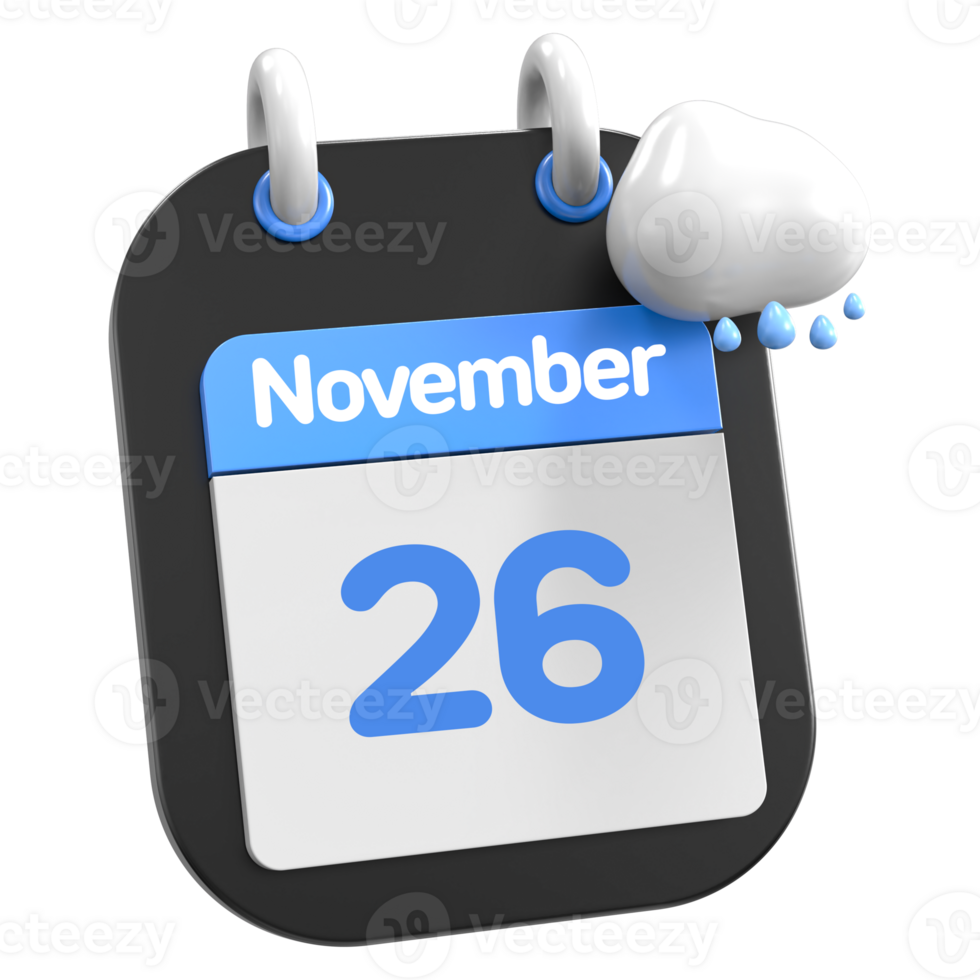 november kalender regenen wolk 3d illustratie dag 26 png