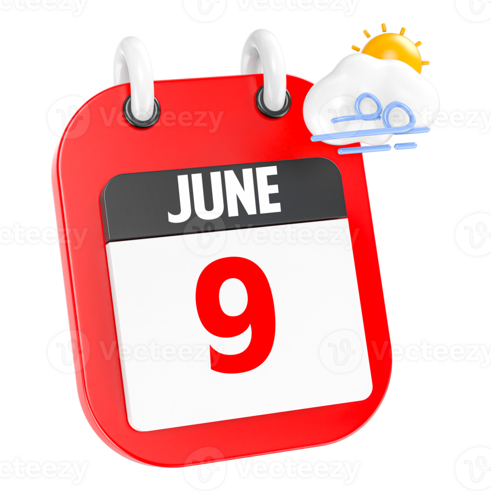 June Sunny Windy Heavy Rain 3D Icon Day 9 png