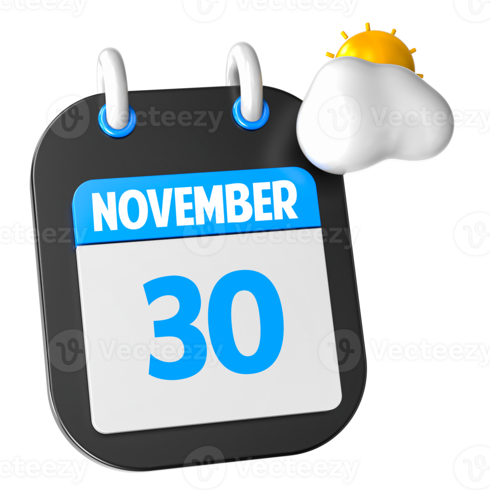 Sunny Weather 3D Illustration November Of Day 30 png