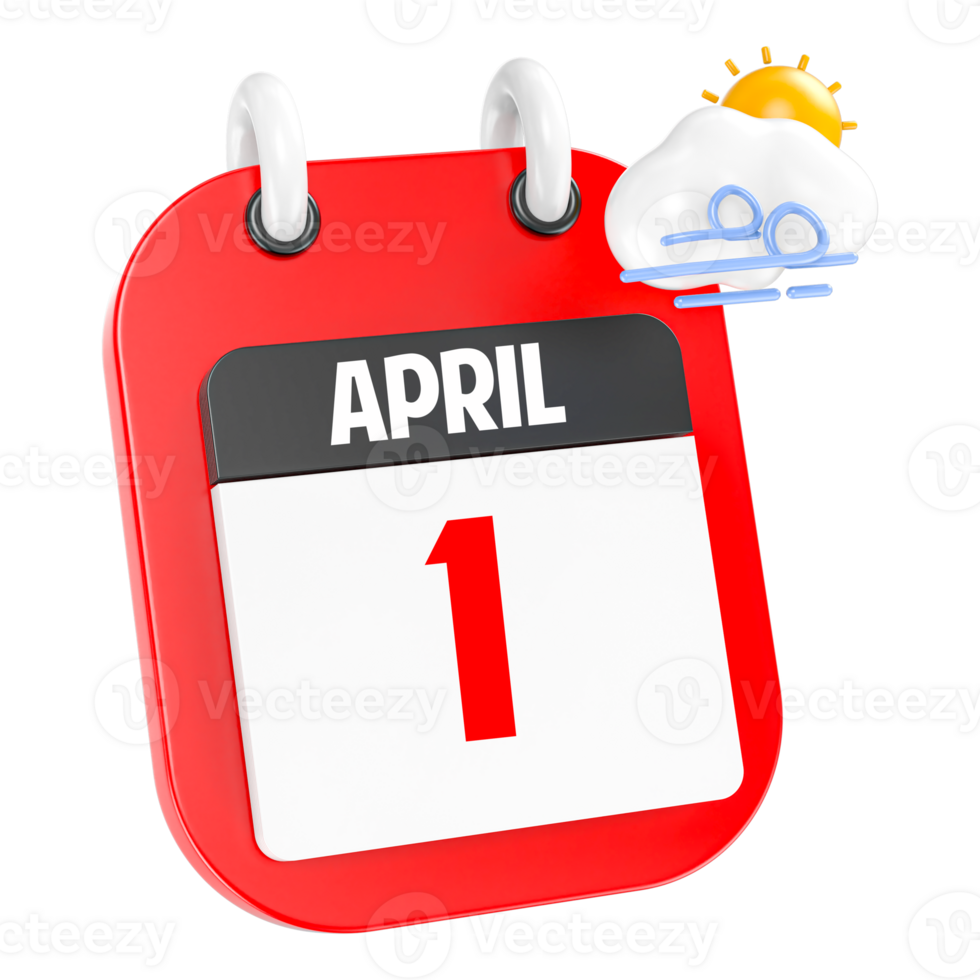 April Sunny Windy Heavy Rain 3D Icon Day 1 png
