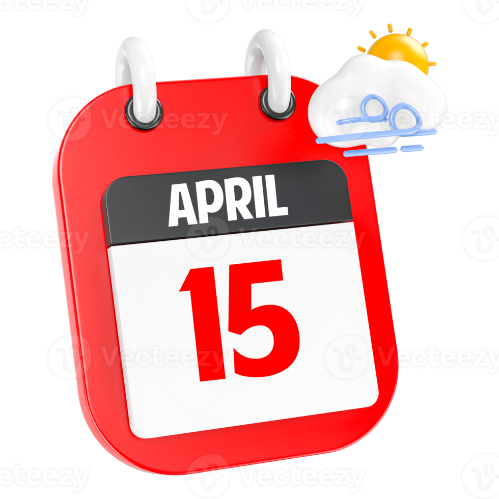April Sunny Windy Heavy Rain 3D Icon Day 15 png