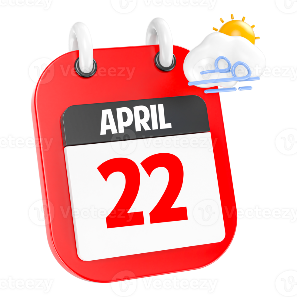 April Sunny Windy Heavy Rain 3D Icon Day 22 png