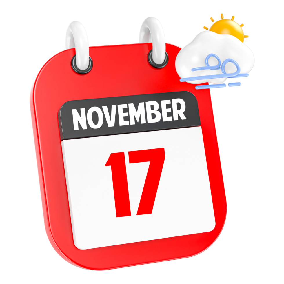 November Sunny Windy Heavy Rain 3D Icon Day 17 png