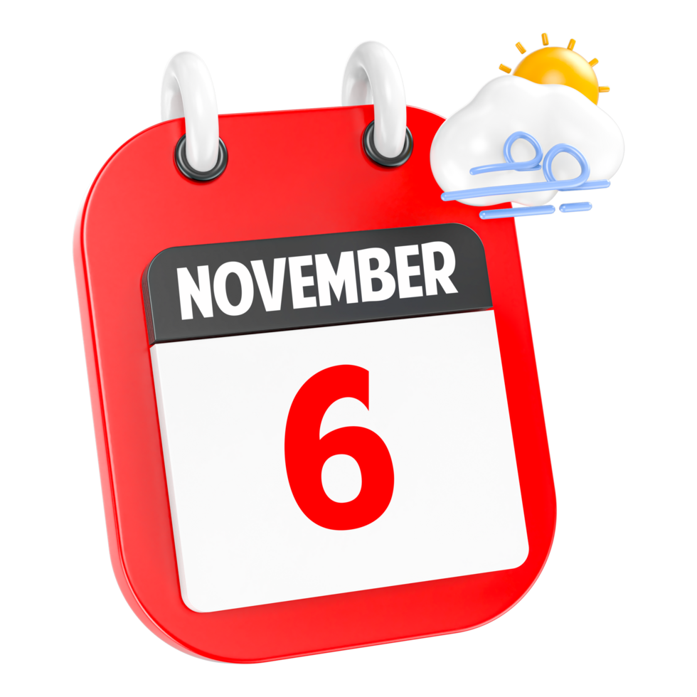 November Sunny Windy Heavy Rain 3D Icon Day 6 png