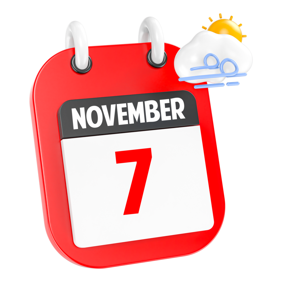 November Sunny Windy Heavy Rain 3D Icon Day 7 png