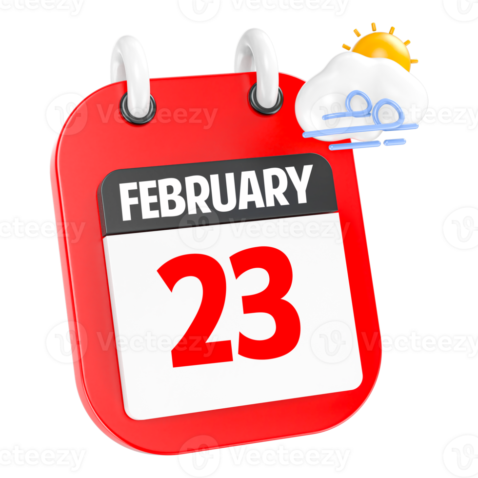 February Sunny Windy Heavy Rain 3D Icon Day 23 png