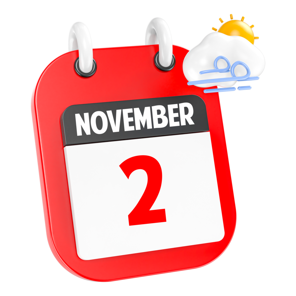 November Sunny Windy Heavy Rain 3D Icon Day 2 png