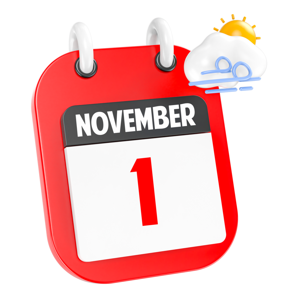 November Sunny Windy Heavy Rain 3D Icon Day 1 png