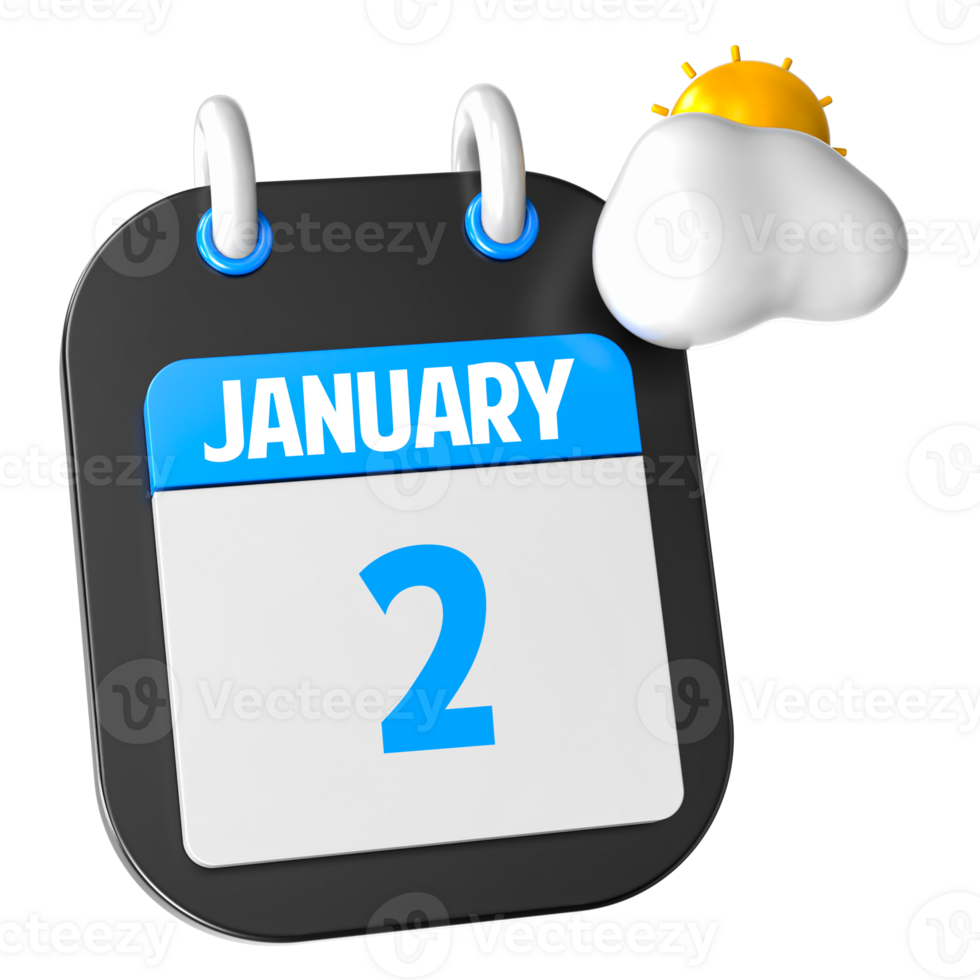 Sunny Weather 3D Illustration January Of Day 2 png