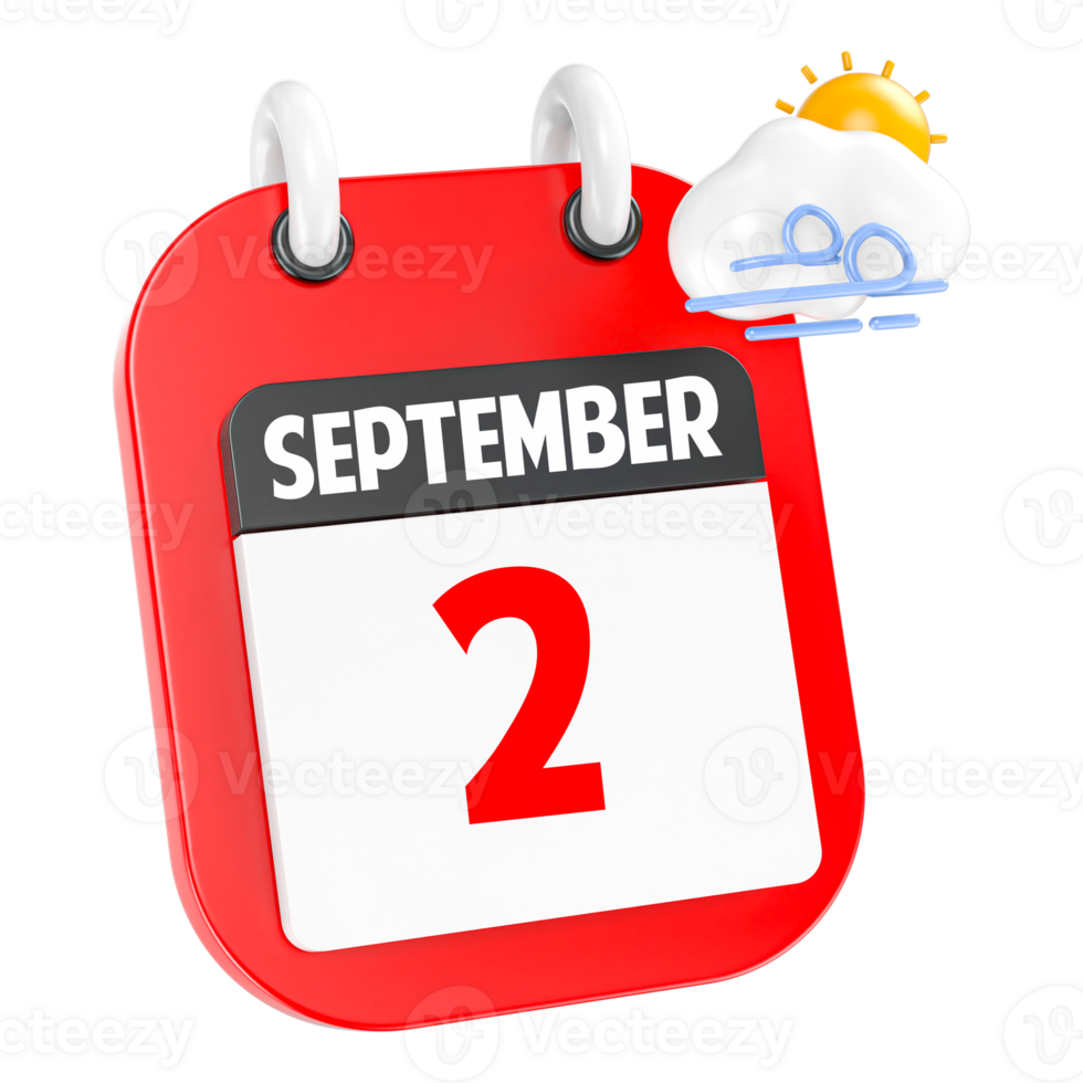 September Sunny Windy Heavy Rain 3D Icon Day 2 png