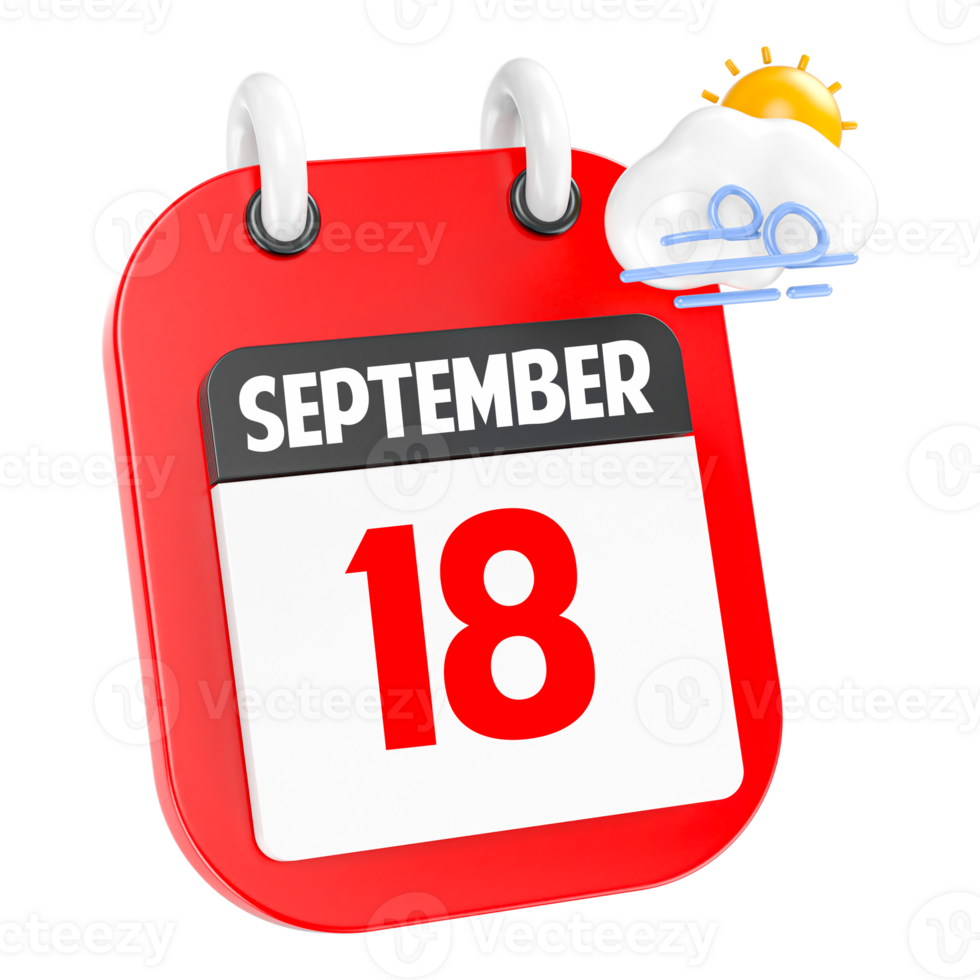 September Sunny Windy Heavy Rain 3D Icon Day 18 png