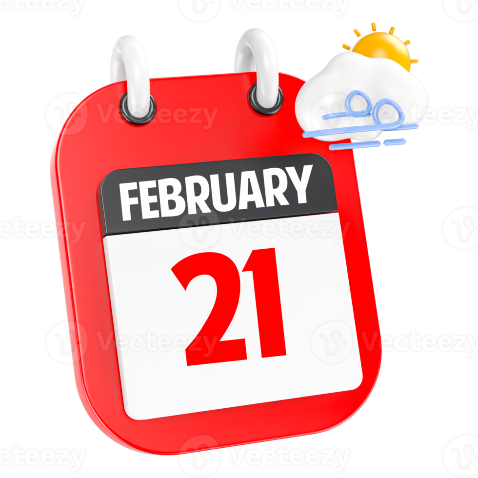 February Sunny Windy Heavy Rain 3D Icon Day 21 png