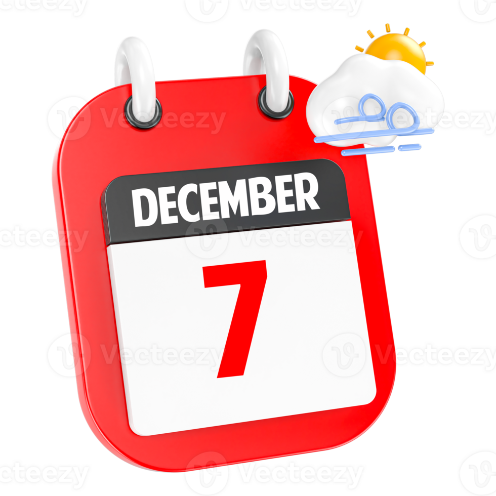 December Sunny Windy Heavy Rain 3D Icon Day 7 png