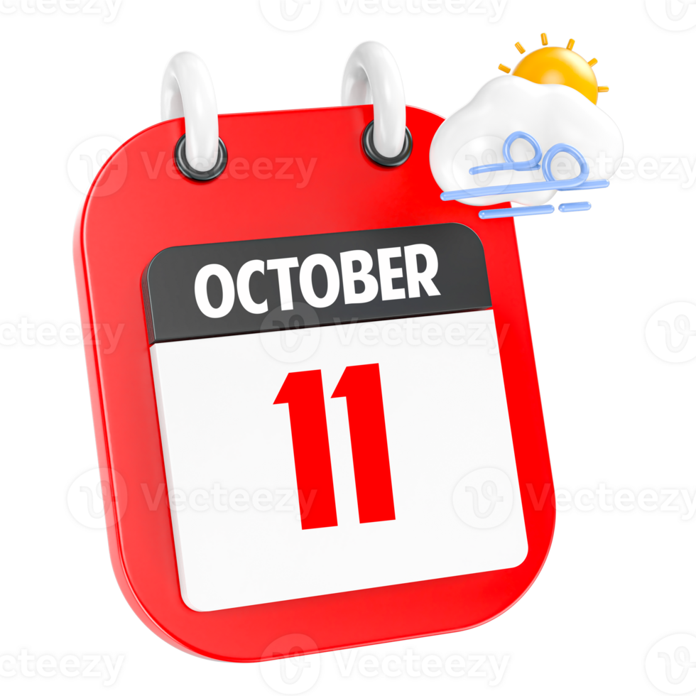 October Sunny Windy Heavy Rain 3D Icon Day 11 png