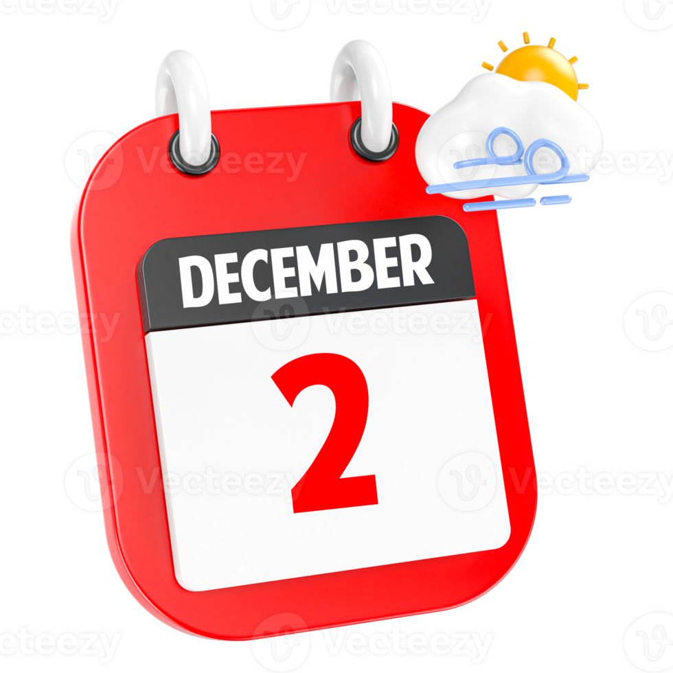December Sunny Windy Heavy Rain 3D Icon Day 2 png