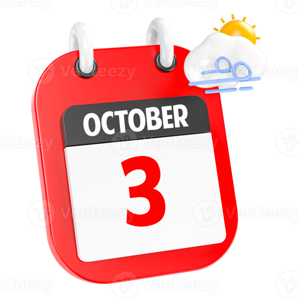 October Sunny Windy Heavy Rain 3D Icon Day 3 png