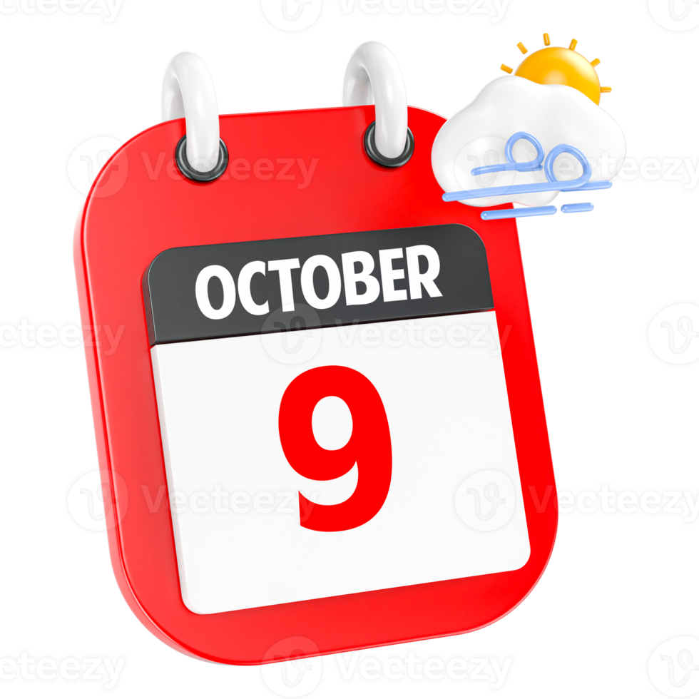 October Sunny Windy Heavy Rain 3D Icon Day 9 png