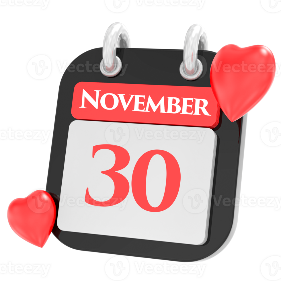 November with heart month day 30 png