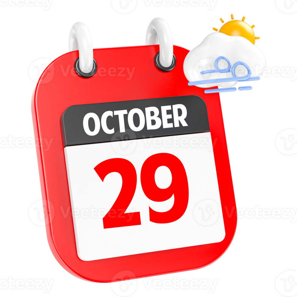 octubre soleado Ventoso pesado lluvia 3d icono día 29 png