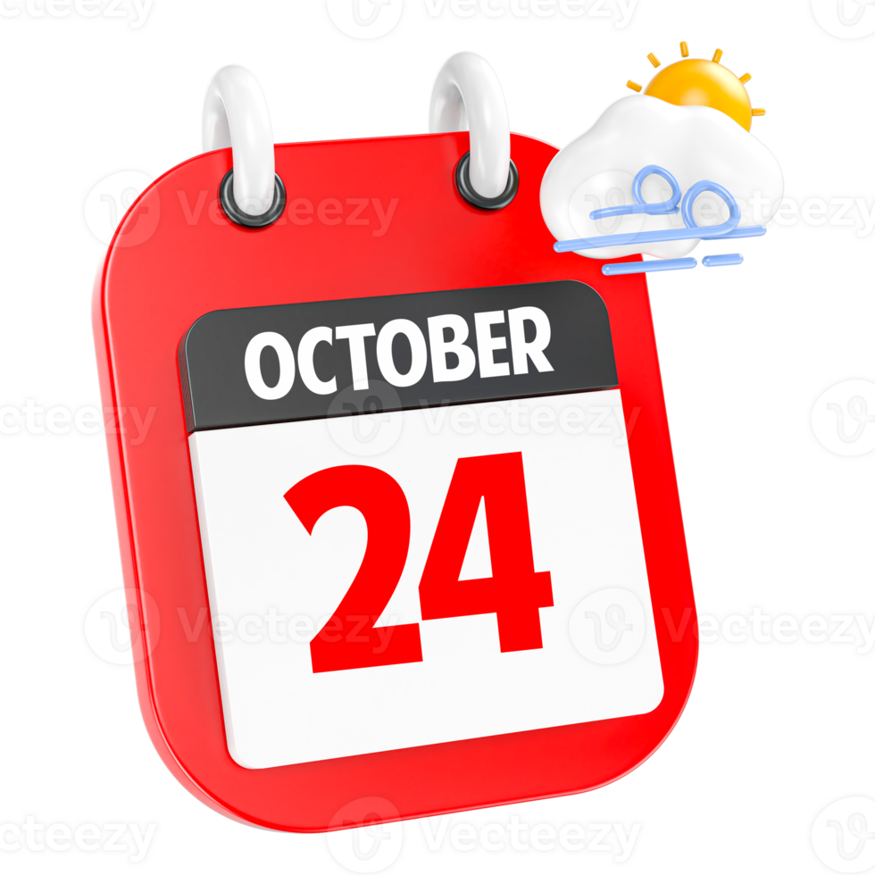 October Sunny Windy Heavy Rain 3D Icon Day 24 png
