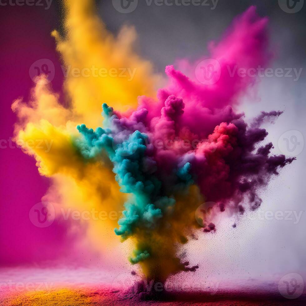 Incredible   explosion colored paint art. Generative AI photo