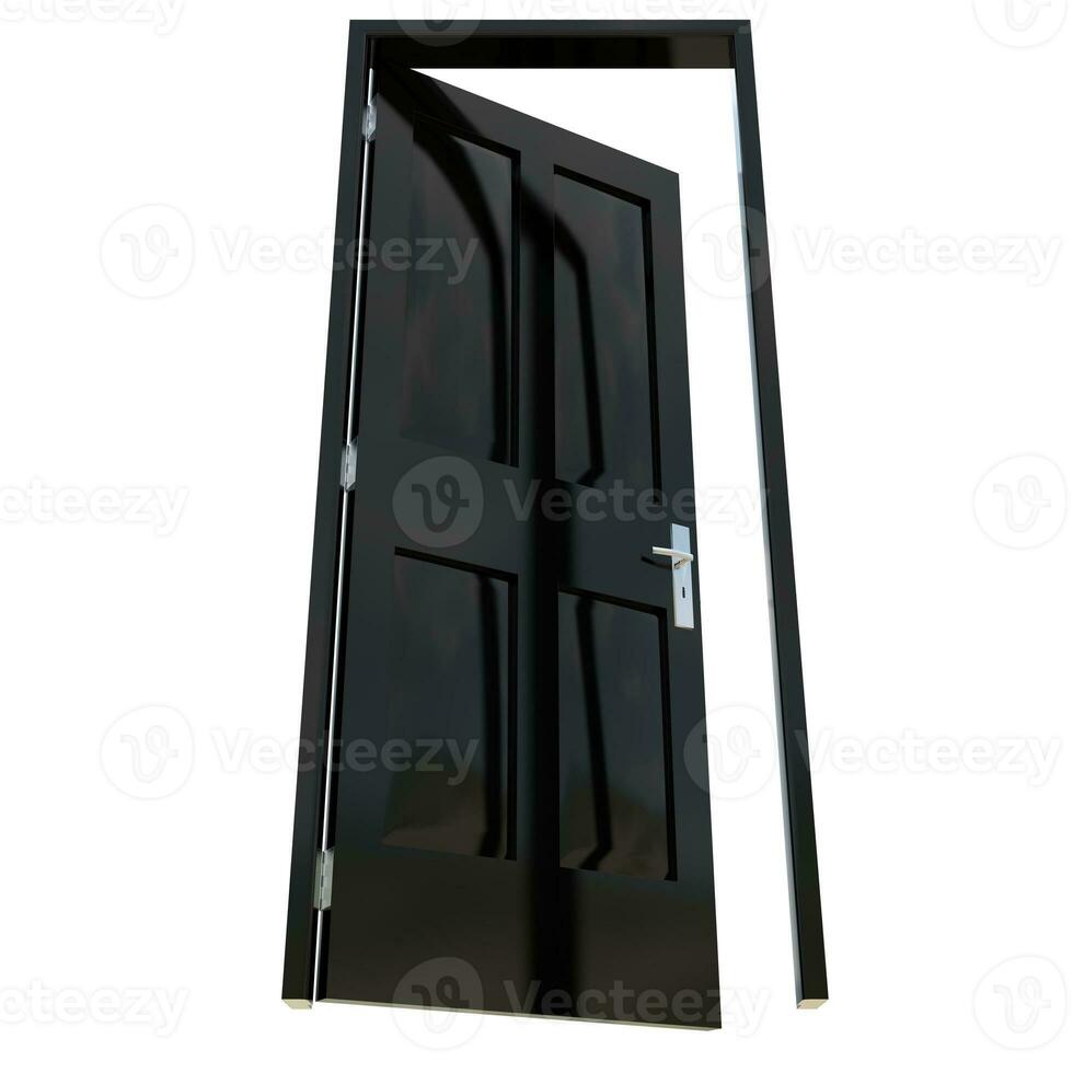 Black door Opened Access Point against Pure White Isolation photo
