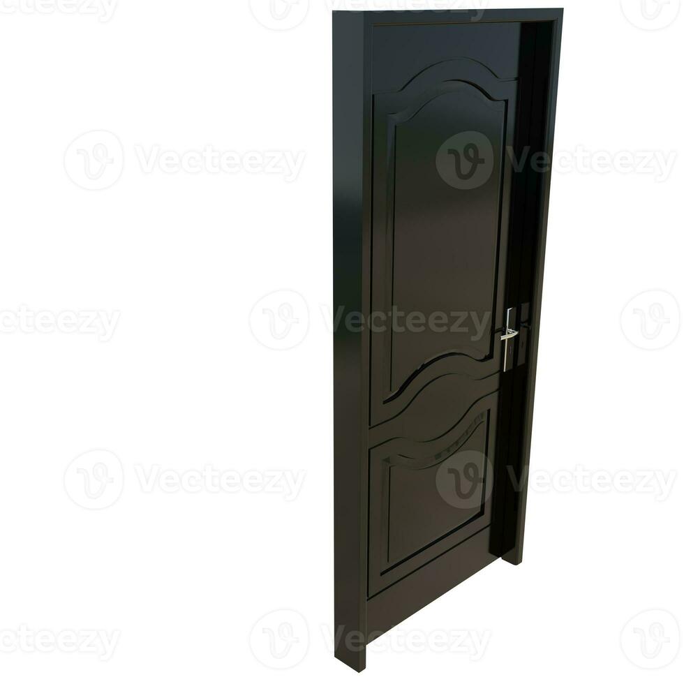 Black door Wide-Open Access Point with Isolated White Background photo