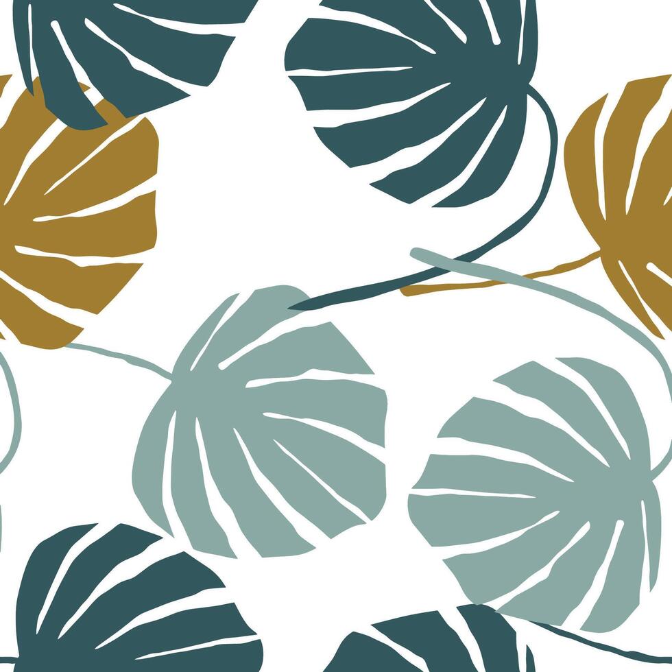 Sky blue and brown leaves on white background textile design vector