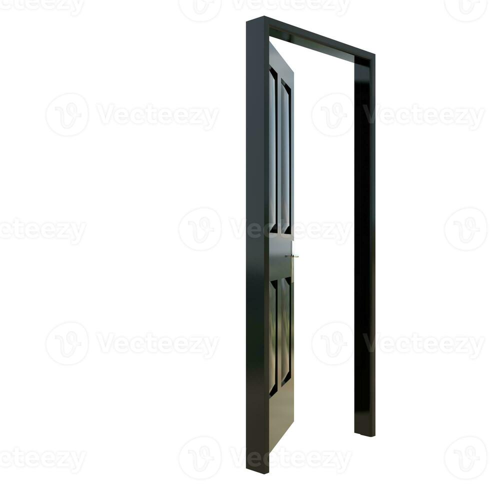 Black door Welcoming Entry in White Background Isolation photo