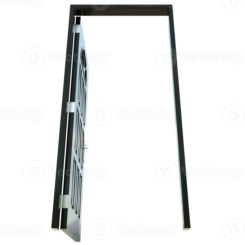 Black door Accessible Gateway with Isolated White Backdrop photo