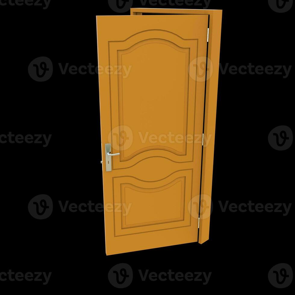 Orange door Open Path in White Background Isolation photo