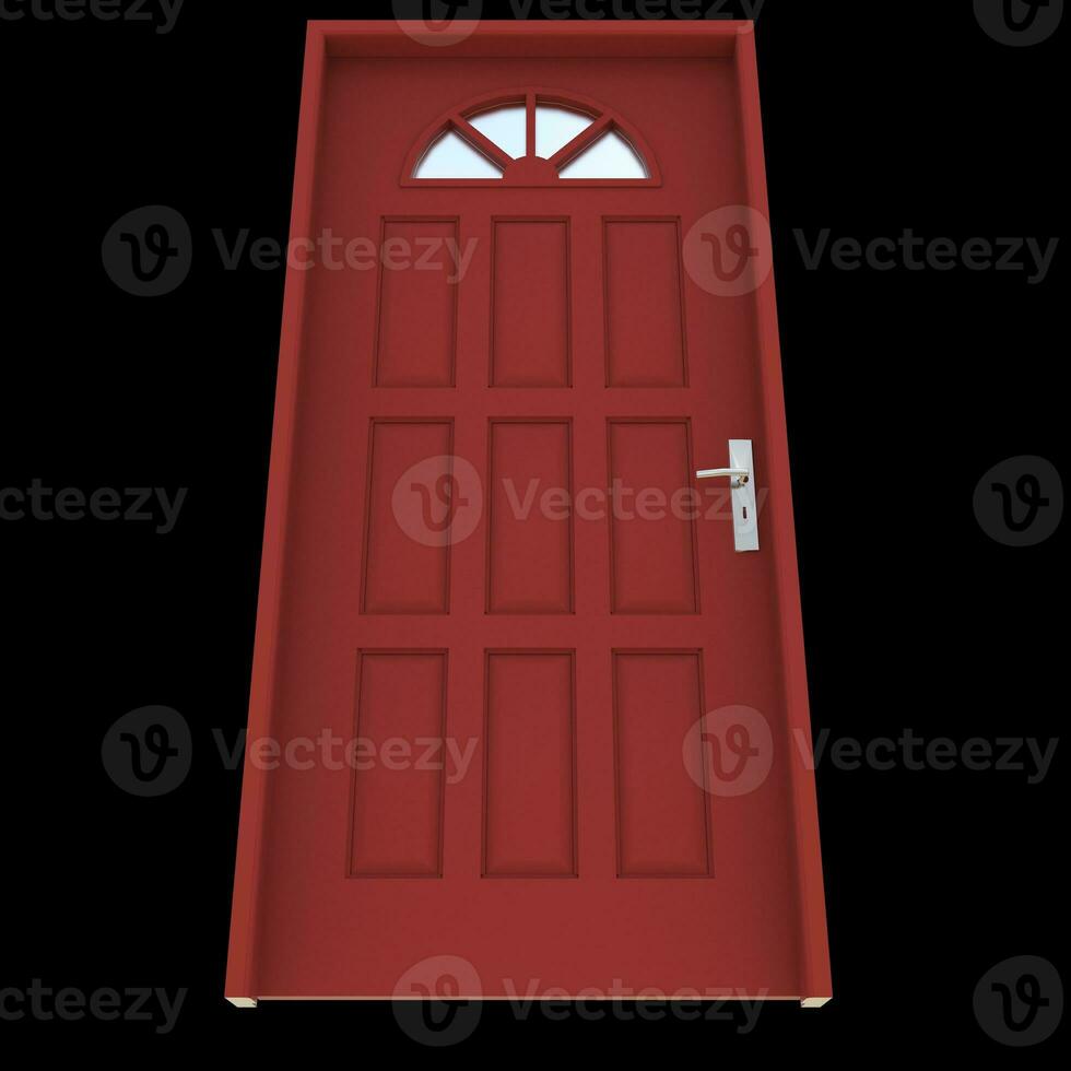 Red door Wide-Open Access Point on Isolated White Canvas photo