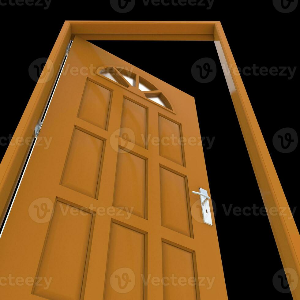 Orange door Welcoming Doorway against White Isolated Setting photo