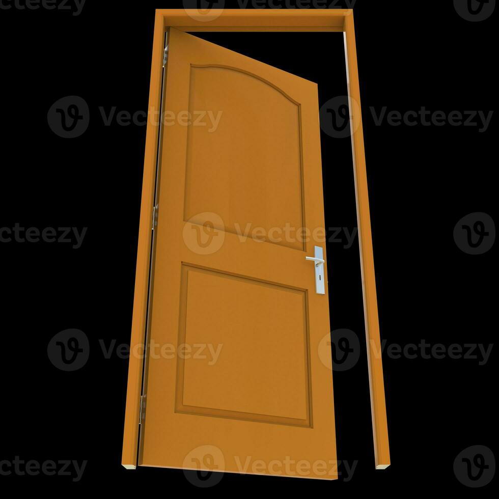 Orange door Unbarred Gateway on Pure White Isolated Canvas photo