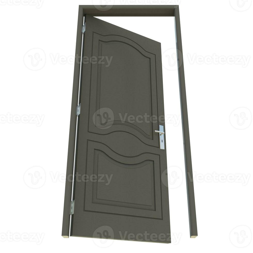 Gray door Unlocked Gateway against Pure White Isolated Environment photo