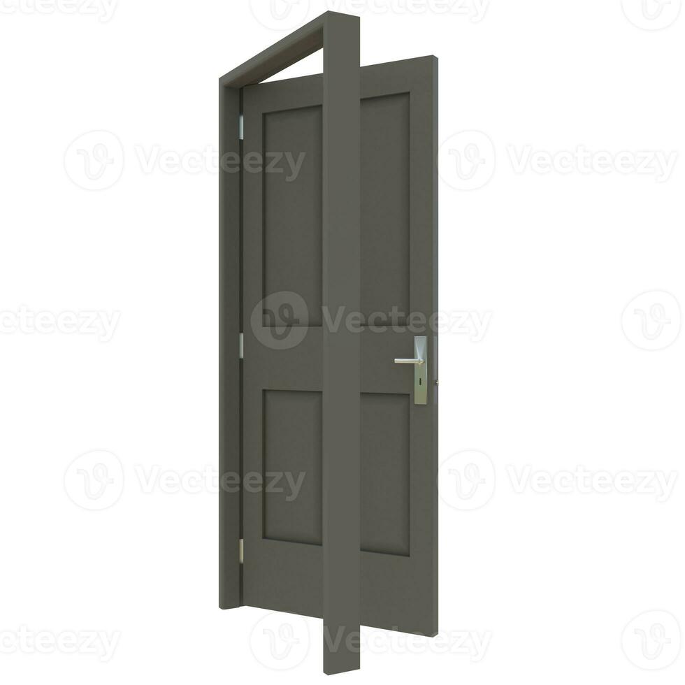 Gray door Unbarred Entry in White Background Isolation photo