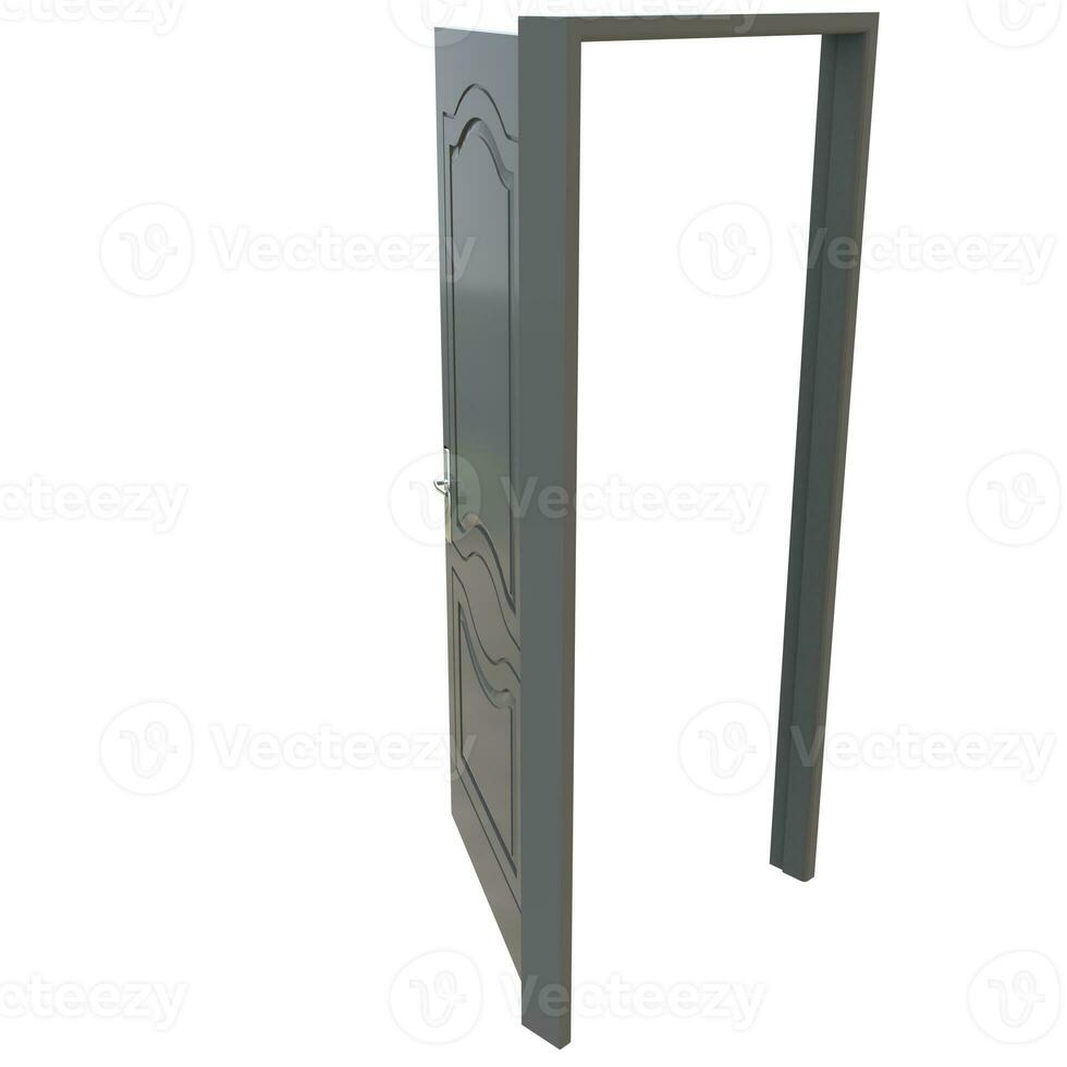 Gray door Opened Access Point in Pure White BackgroundIsolation photo
