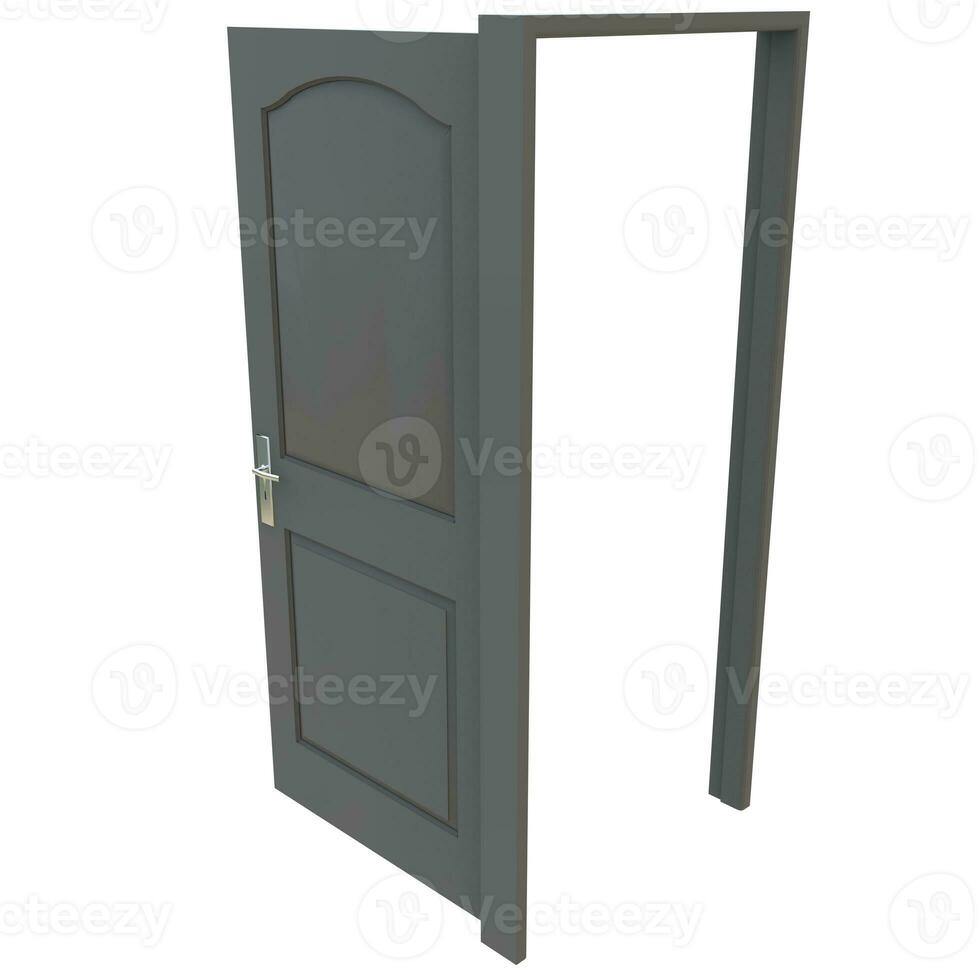 Gray door Wide-Open Access Point on Isolated White Canvas photo