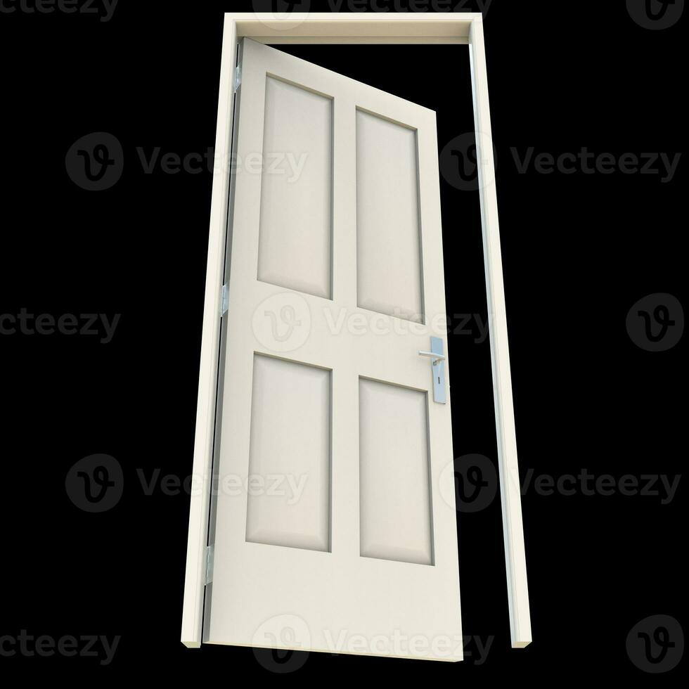 White door Unsealed Entryway on Isolated White Surface photo