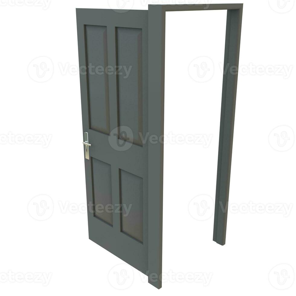 Gray door Illuminated Portal on Isolated White Canvas photo