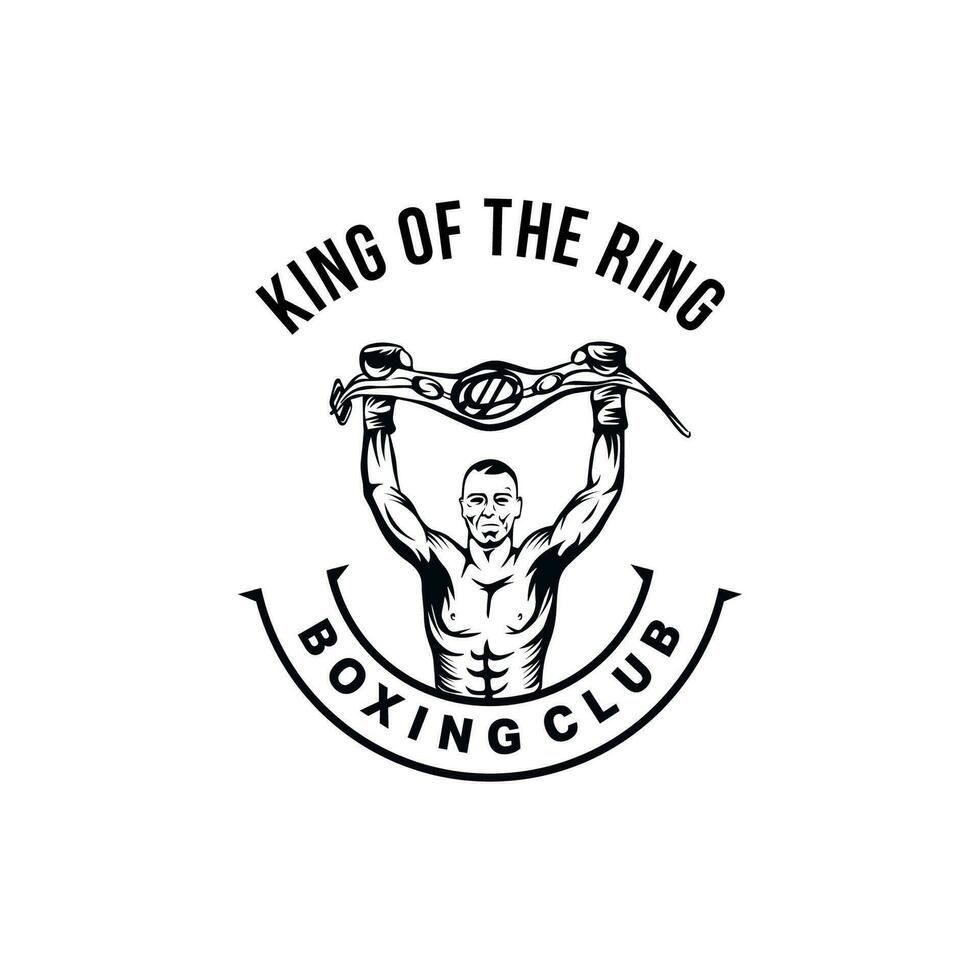 Winner in Boxing ring logo design premium vector