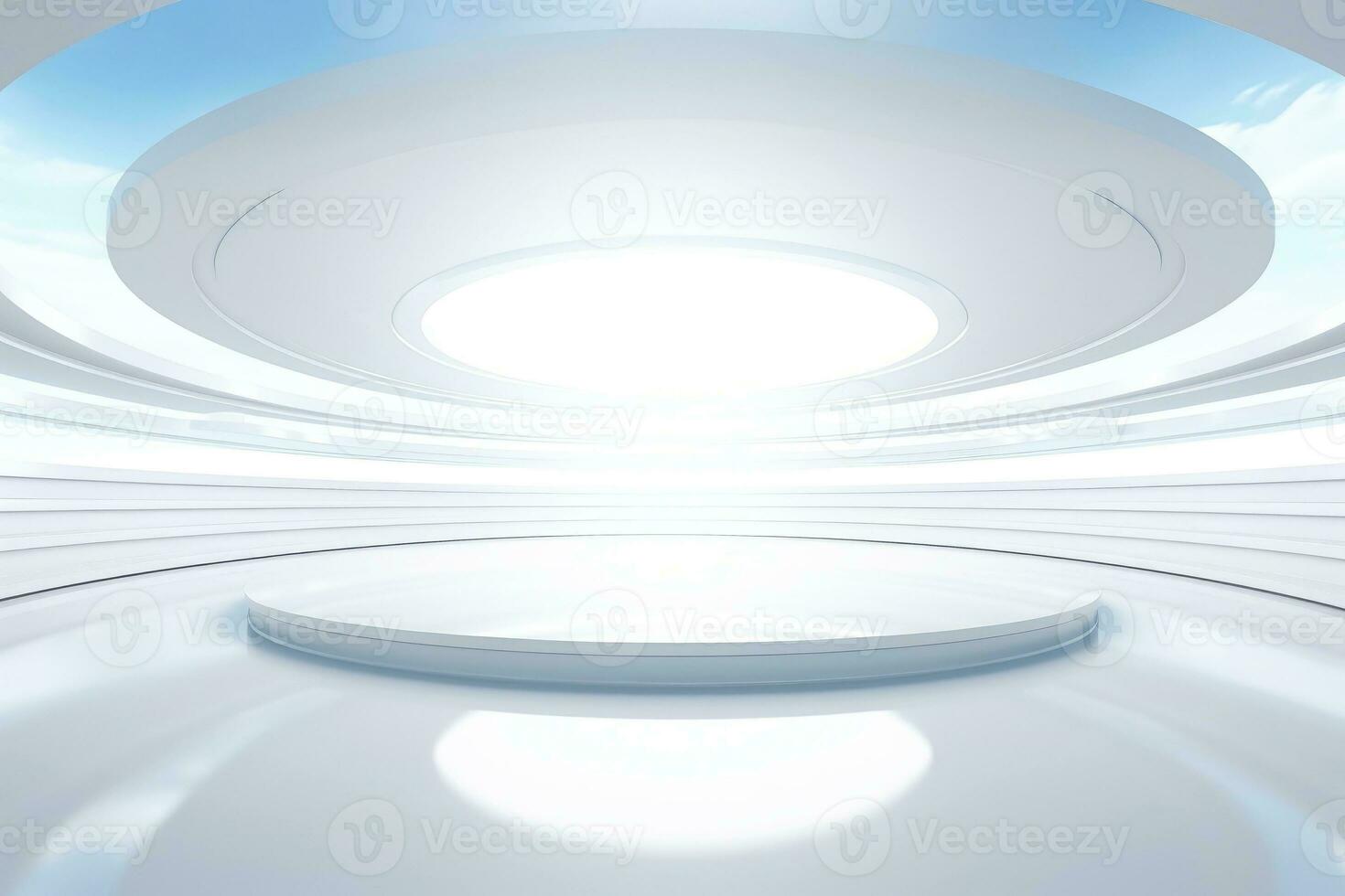 AI generated Abstract futuristic architecture background, Minimal technology white backdrop, Generative AI photo