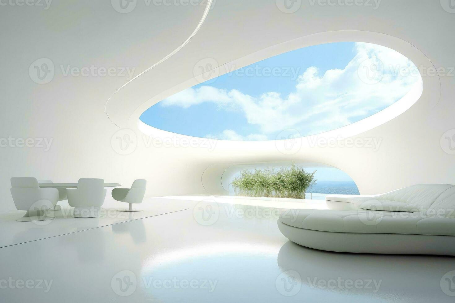 AI generated Abstract futuristic architecture background, Minimal technology white backdrop, Generative AI photo