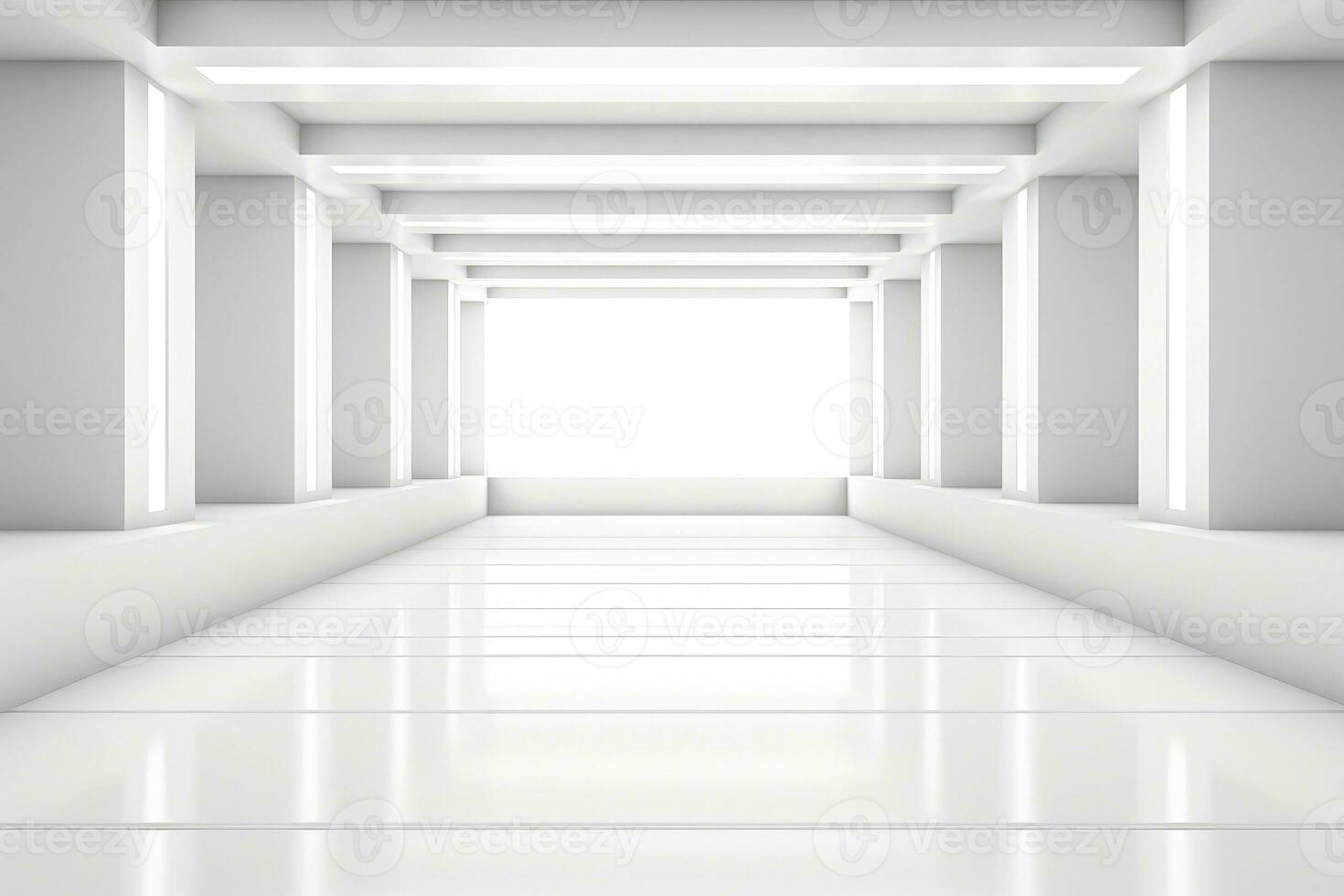 AI generated Abstract futuristic architecture background, Minimal technology white backdrop, Generative AI photo