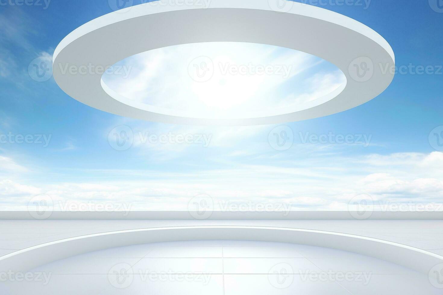 AI generated Abstract futuristic architecture background, Minimal technology white backdrop, Generative AI photo