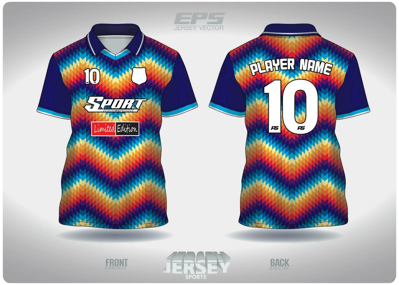 EPS jersey sports shirt vector.rainbow wavy pattern design, illustration, textile background for V-neck poloshirt, football jersey poloshirt vector