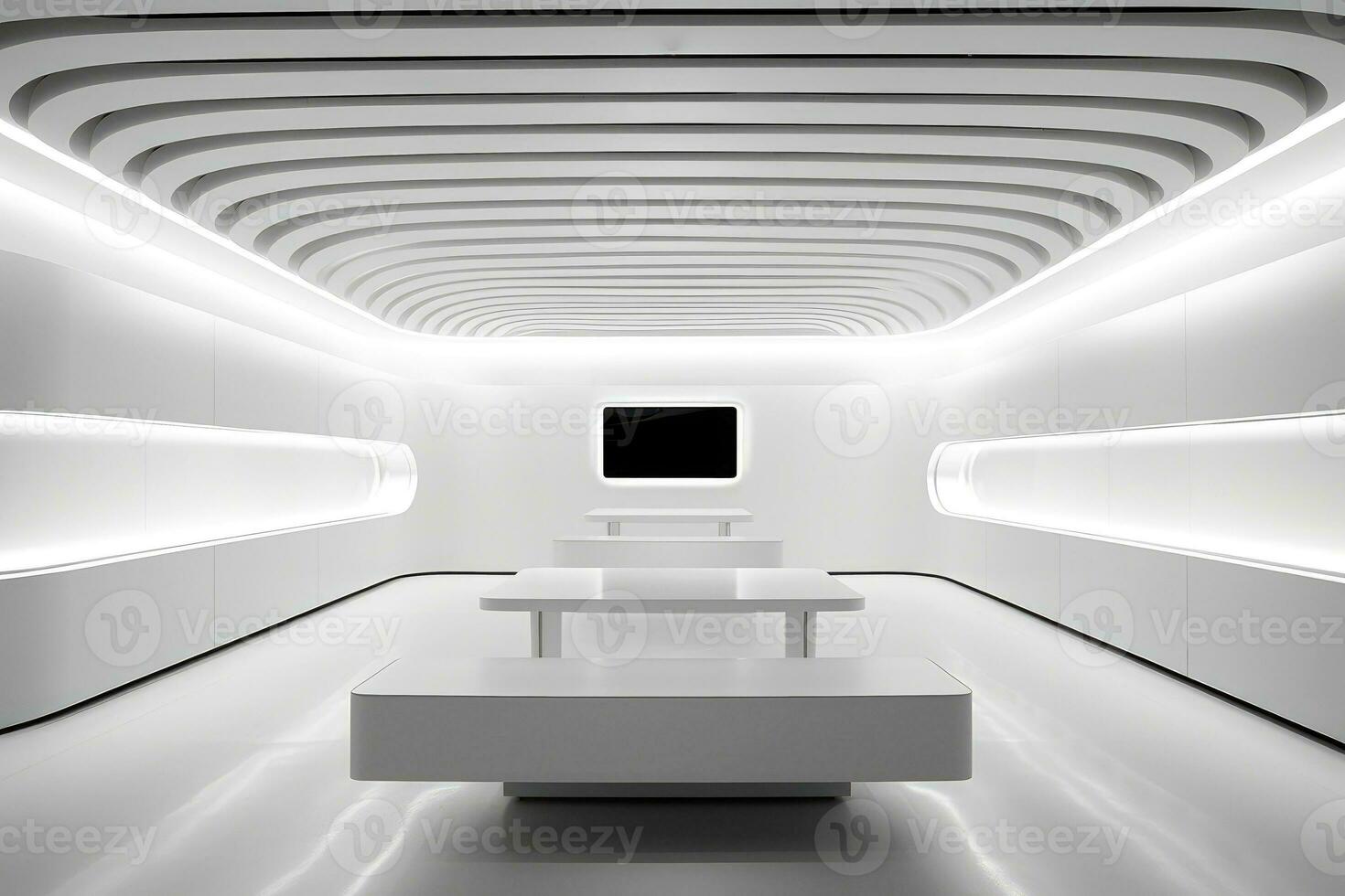 AI generated Abstract futuristic architecture background, Minimal technology white backdrop, Generative AI photo