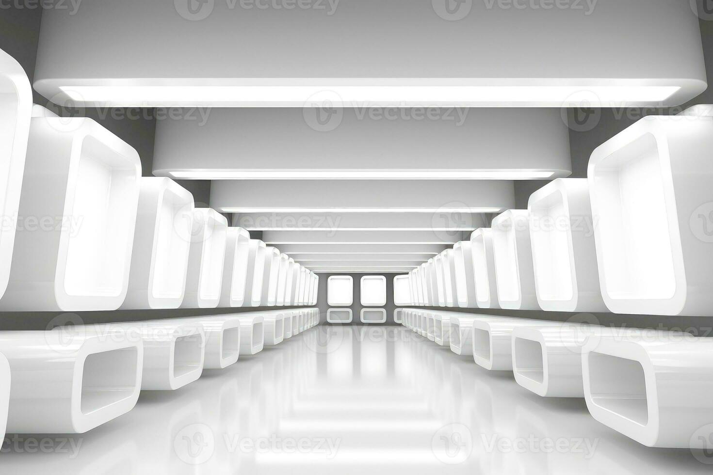 AI generated Abstract futuristic architecture background, Minimal technology white backdrop, Generative AI photo