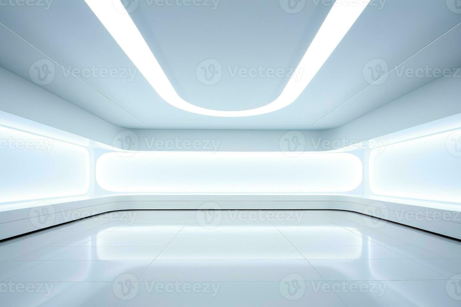 AI generated Abstract futuristic architecture background, Minimal technology white backdrop, Generative AI photo
